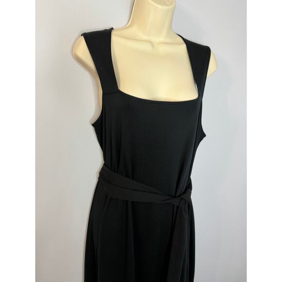 Vince Square Neck Midi Dress Black Pima Cotton Jersey Wardrobe Essentials Sz M - Picture 3 of 13